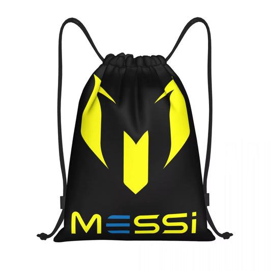 Custom Pink Messis 10 Soccer Drawstring Bag Men Women Lightweight Football Sports Gym Storage Backpack