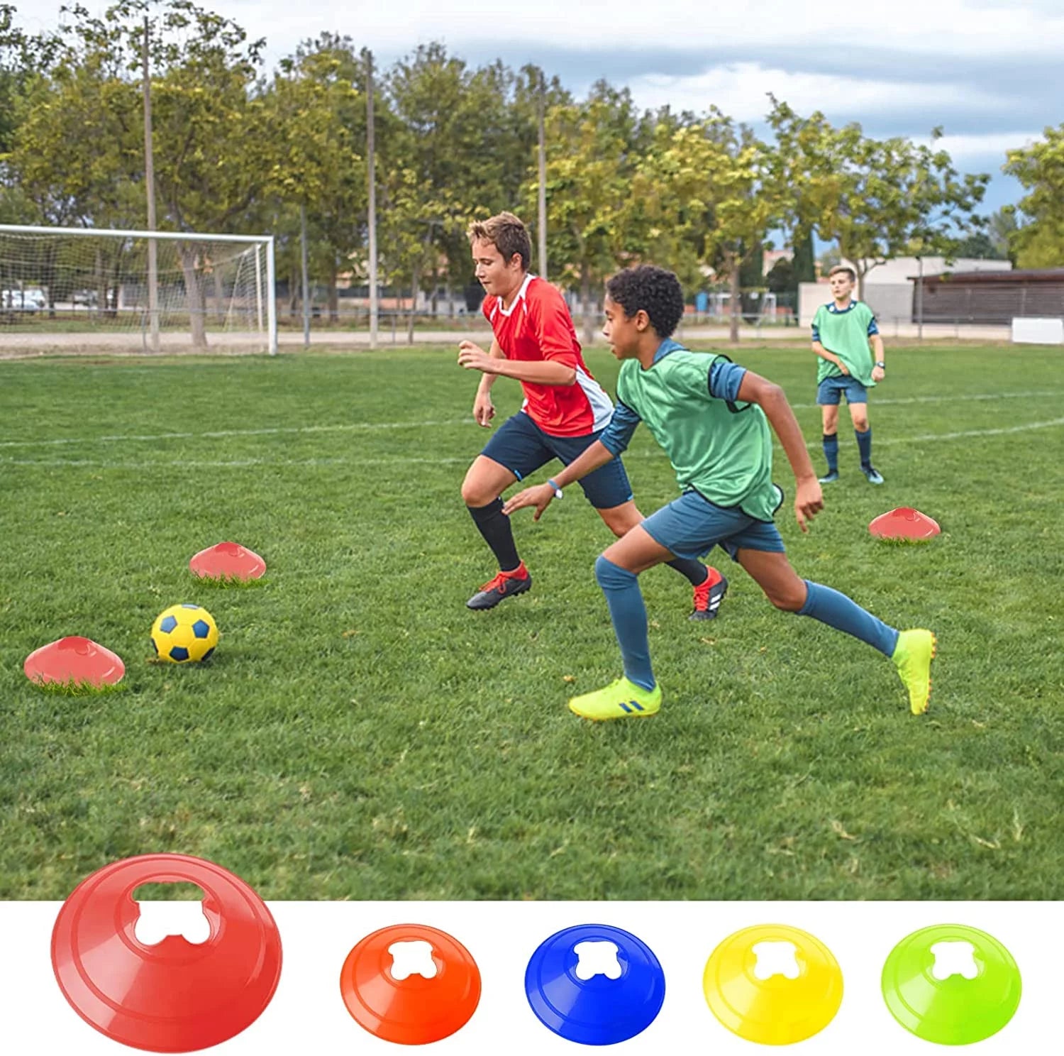 Soccer Cones Sports Cones for Drills Cones for Field Training Football Outdoor Sports Games Back to School Supplies,Green,10Pcs